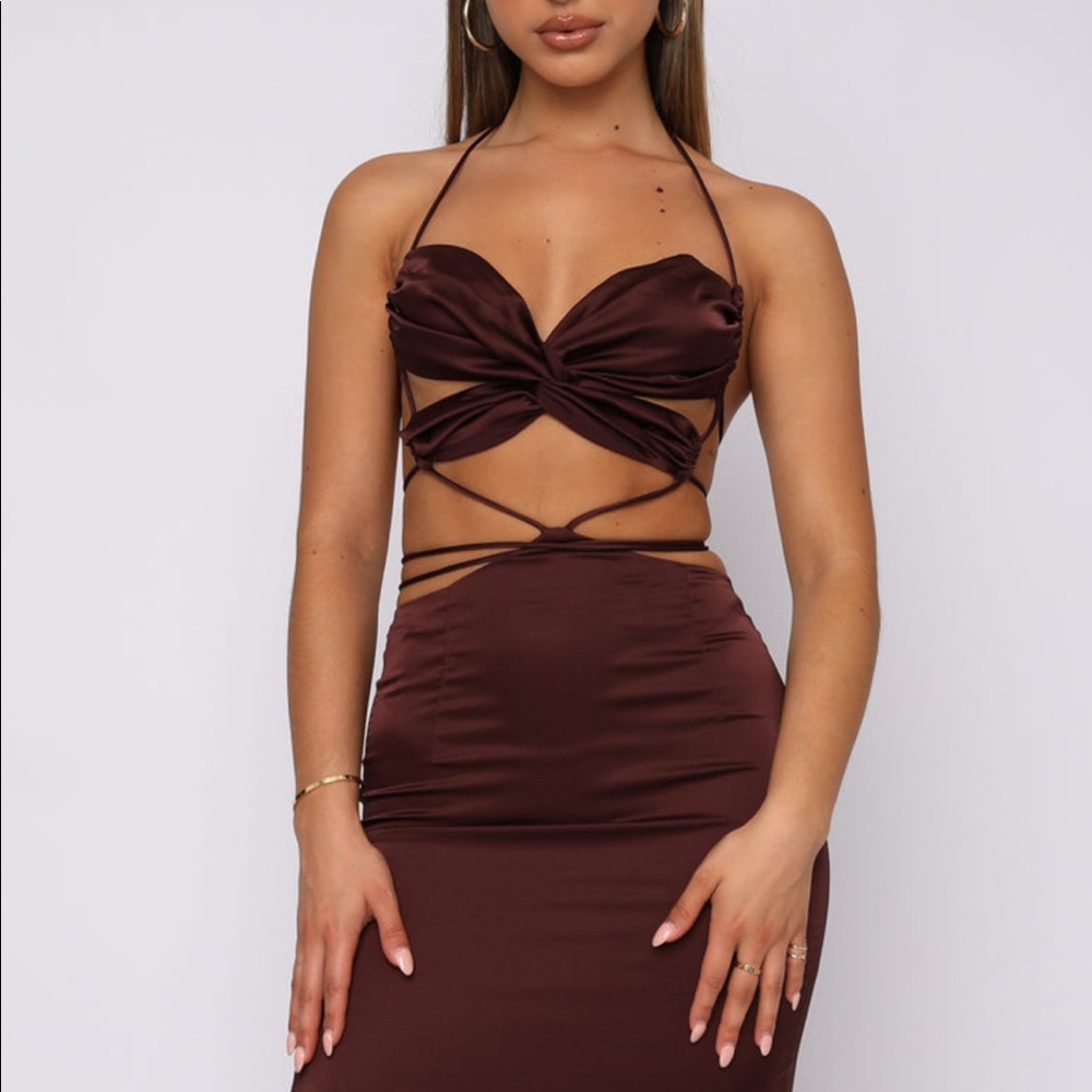 Here At Last Maxi Dress Chocolate: white fox 🤎